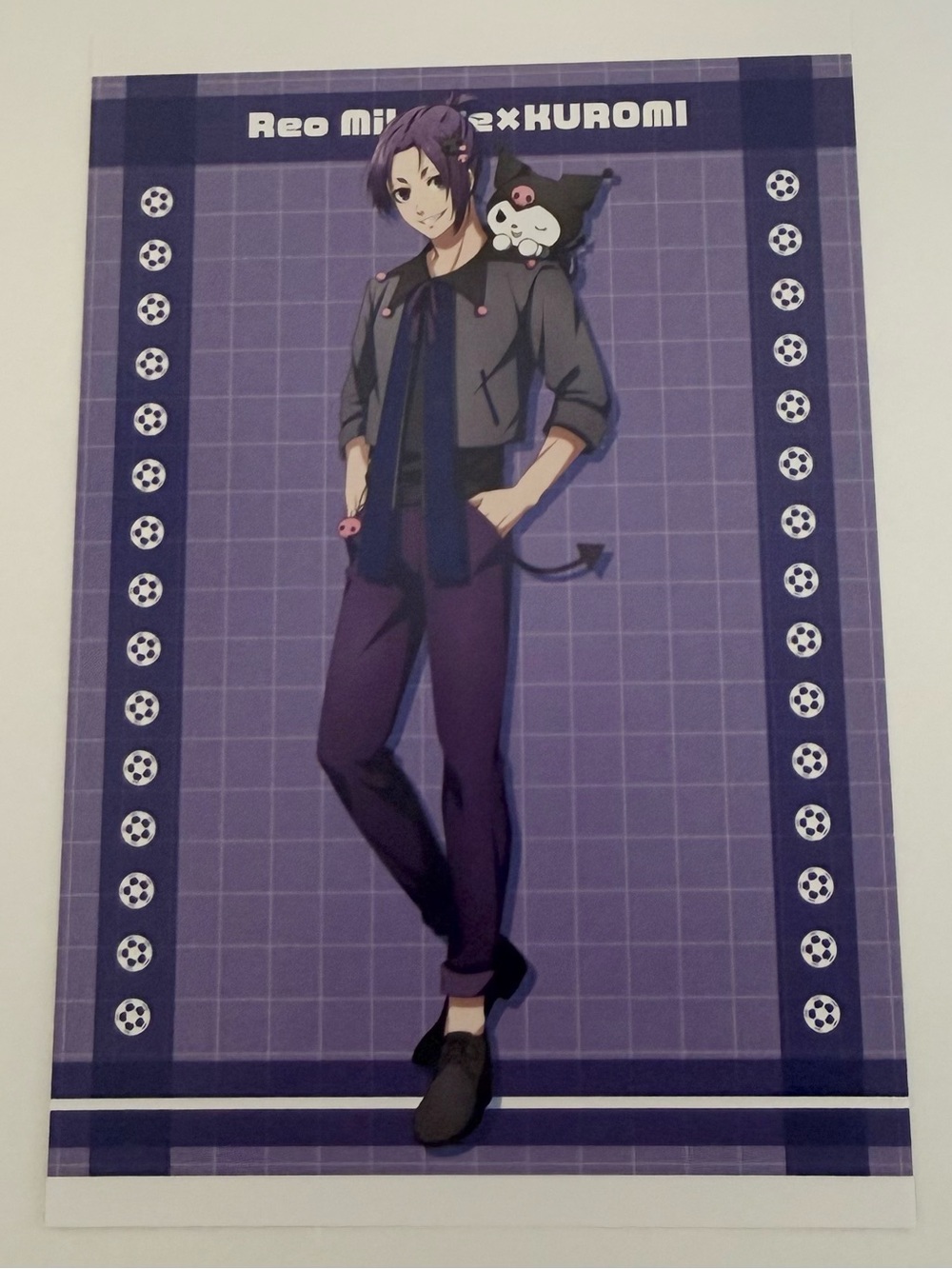 Anime official collectible blue lock postcard reo mikage x sanrio